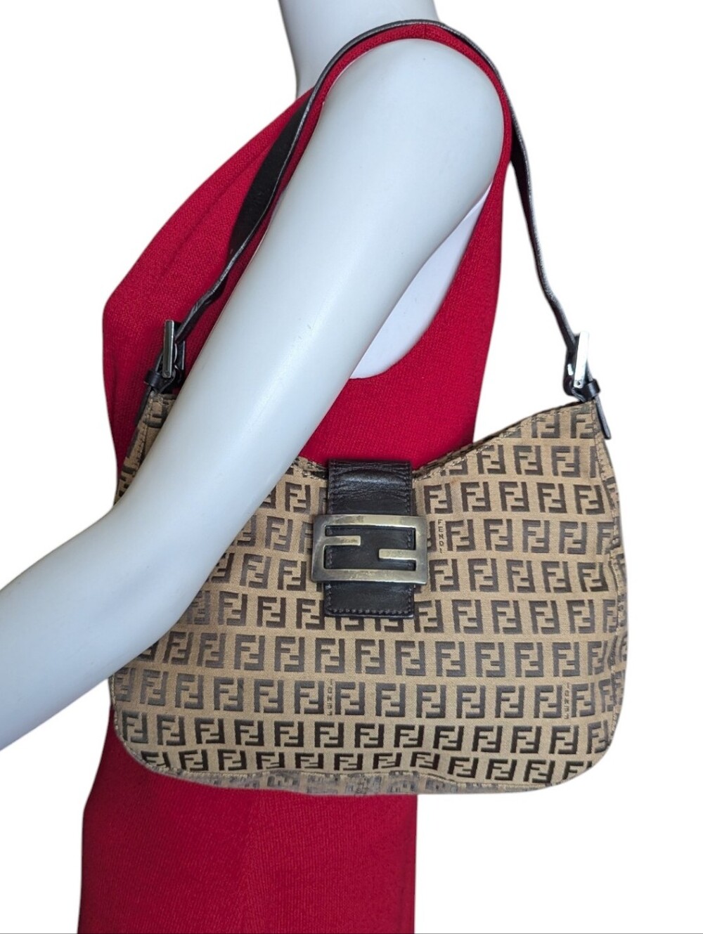 Fendi Zucchino Mamma Baguette Hobo Bag
